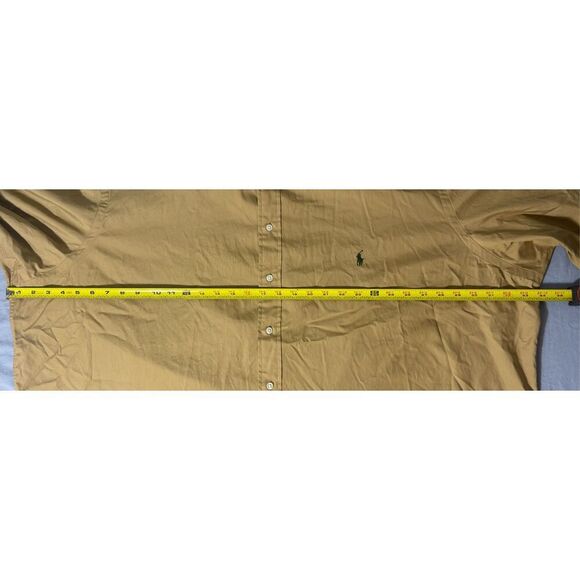 Ralph Lauren Mens Shirt 4XLT Tan Brown Button Long Sleeve Green Pony - Picture 8 of 9